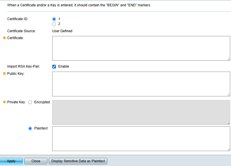 Zertifikat Import - Cisco Small Business Switch